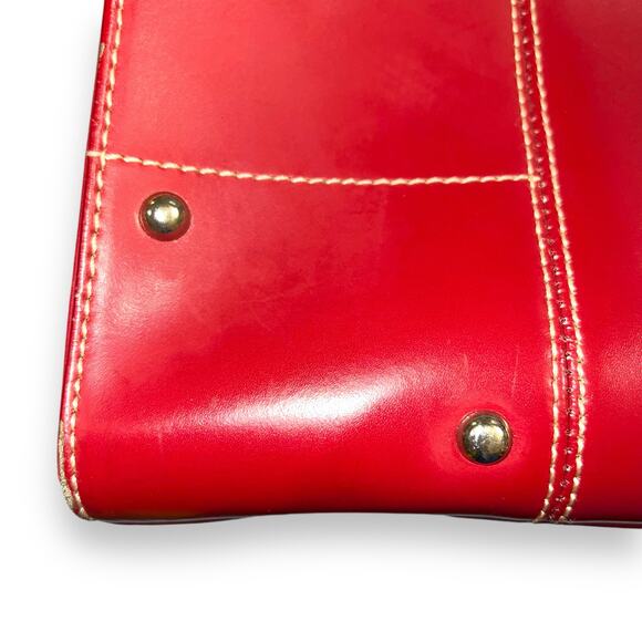 Wilsons Leather Womens Satchel Tote Bag Handbag Purse Red Leather Large - Picture 4 of 16